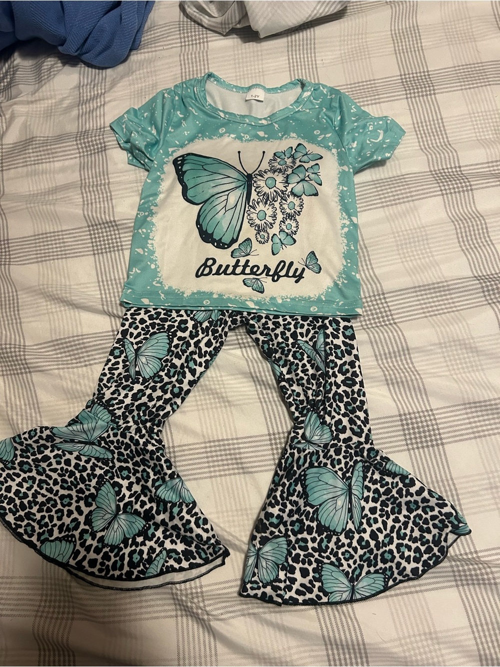 Kids Butterfly Pajama Set - Aqua